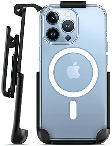 Encased Magnetic Belt Case for iPhone 14 Pro Max with Holster Clip, Compatible with MagSafe (Crystal Clear)