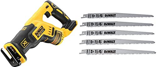 DEWALT DCS367N Brushless XR Compact Reciprocating Saw, Multi & DT2352-QZ Reciprocating Blades, One Size, Set of 5 Pieces