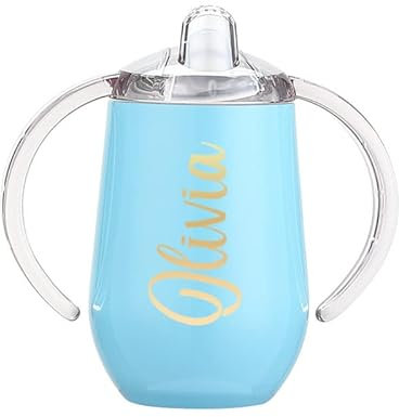 Varsany BPA-Free Stainless Steel Sippy Cup for Kids: Personalised 12oz Capacity, Double-Walled Design - Ideal for Toddlers' Smooth Transition - Blue