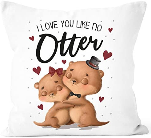 SpecialMe® Kissen-Bezug I Love You Like no Otter Spruch Liebe Geschenk Liebeserklärung Freundin Mann weiß Standard