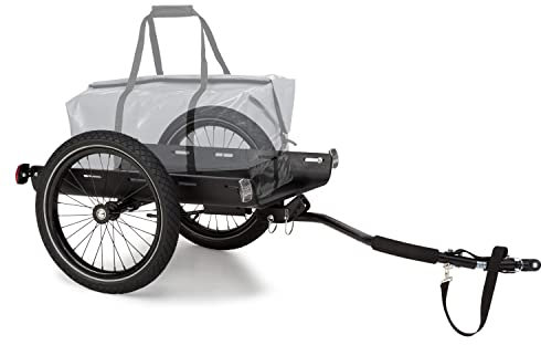 Klarfit Fahrradanhänger, Lastenanhänger mit 2 Rädern, Stahl-Fahrradanhänger mit Anhängevorrichtung und Halterung, Leichter Handwagen mit Abnehmbarer Deichsel, 50L Fahrrad Anhänger für Transport
