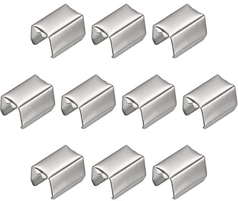 sourcing map Fold Over Crimp Caps, 100Pcs 10 x 6mm Ribbon End Clasp Tips Clamp Cord Ends for Jewelry DIY Craft Making, White Nickel