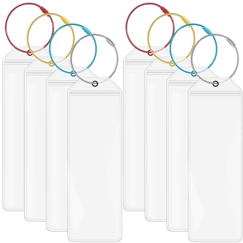 Kofferanhänger,Gepäckanhänger für Kreuzfahrten 8 Stück Wasserfeste PVC Transparente,Kofferanhänger mit Farbigen Klipp-Verschluss und verschraubbaren Farbigen Metallband-Schmal