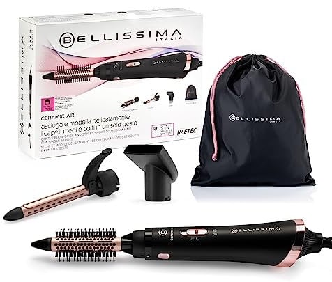 Bellissima Ceramic Air, 3-in-1-Heißluftformgerät, für kurzes und mittellanges Haar, 800 W, Formen und Trocknen, Keramikbeschichtung, 2 Luft/Temperatur-Kombinationen, Kaltluftstoß, Etui