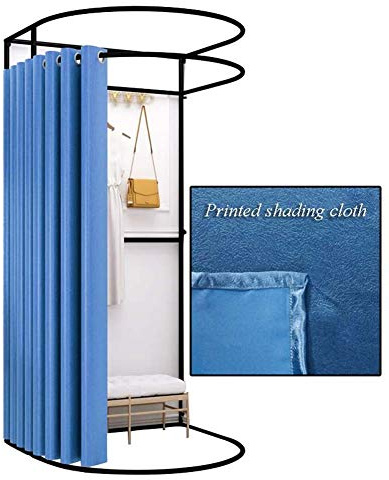 Portable Dressing Room Privacy Screen Changing Room Divider Blackout Curtain Kit Metal Track Locker Room for Office The Mall Private Space Protection Privacy ( Color : Blue , Size : 100x95x200cm )