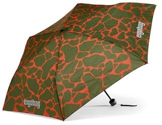 ergobag Regenschirm Kinderschirm für die Schultasche, ultraleicht und klein mit Tasche, Ø90 cm FeuerspeiBär - Orange