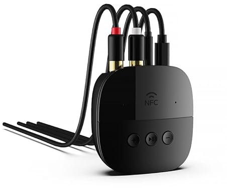 Nicoone Récepteur Bluetooth 5.2 avec NFC 3,5 mm AUX/RCA Adaptateur Audio Bluetooth sans Fil Support USB TF Carte