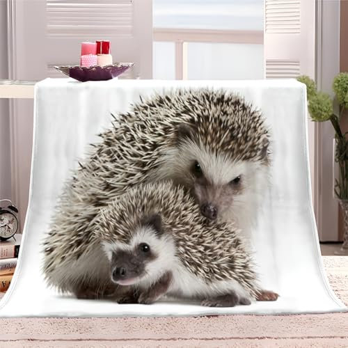 XCQHZYQ Kuscheldecke Flauschig Igel 150x200 cm Dicke Warme Sofadecke Wohndecke für Herbst und Winter, Groß Sherpa Decke Couchdecke Überwurf Fleecedecke - Weiß