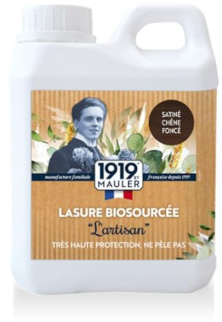 1919 by MAULER L'Artisan Holzlasur für Außen & Innen – Biobasierte Lasur langanhaltend – Eiche dunkel – 5 l
