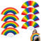OdiuK 4 PCS Folding Hand Fans for Women, Fabric Hand Fan with Tassel Chinese Bamboo Handheld Folding Fan, Wedding Manual Fans for Halloween Dancing Party Cosplay Wall Decoration (Rainbow)