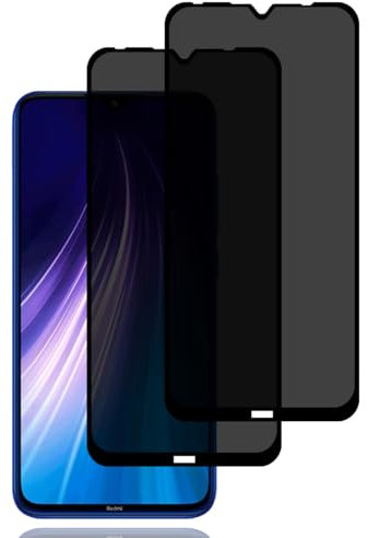 Sichtschutz Schutzfolie für Xiaomi Redmi Note 8 [2 Stück], Privacy Schutzfolie, Privacy Schutzglas, 9H Härte, Kratzfest, Anti-Fingerprint, Blasenfrei,Anti Spy Displayschutzfoli für Xiaomi Redmi Note 8