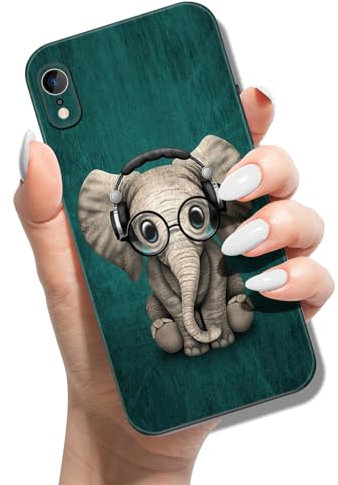 Phone Case for iPhone XR Silicone Case Slim Thin Soft TPU Cover with Cute Pattern Design Shockproof Protective Case for Girls Women - Elephants