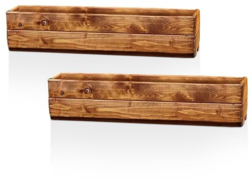 Hortico Set of 2 Wooden Garden Planters | Window Box | Rectangular Plant Pots Outdoor | Fully Assembled H15 L76 W23 cm, 24.5L, Made in the UK