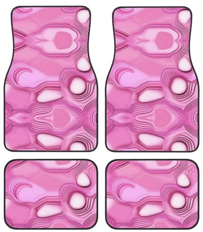 Lot de 4 tapis de sol avant et arrière de voiture à motif quartz rose - Accessoires de voiture universels pour berlines et SUV