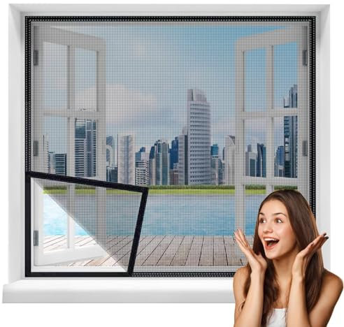 Fenetre Store Moustiquaire Caravane 180x195cm Cortina Transpirable Auto-Adhesiva Contra Insectos Cortina de Fácil Instalación para Puertas de Ventanas Noir