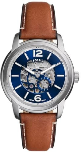 Fossil Herren Analog Automatik Uhr mit Leder Armband ME3263