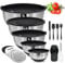 Bestdin Mixing Bowl with Lid of 5, Stainless Steel Mixing Bowls with Airtight Lids & 3 Grates, Nesting Design & Non-Slip Bottoms, Mixing Bowls for Baking/Serving/Prepping(4.5, 4, 3.5, 1.5, 0.7QT)
