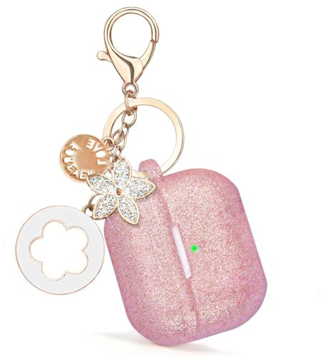 TELAIN Custodia per Apple AirPods 4 AirPods 4 Custodia protettiva in silicone per le donne Anti Caduta Custodia di Ricarica Senza Fili con Portachiavi Glitter per AirPods 4ª generazione