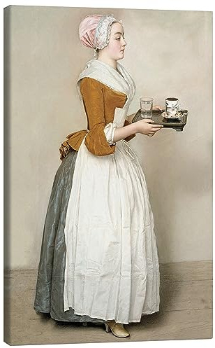 Posterlounge Das Schokoladenmädchen Leinwandbild | 20 x 30 cm von Jean Etienne Liotard Beige Wandbilder Wanddeko
