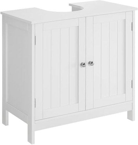 TEENFON Pedestal Sink Storage Cabinet, Under Sink Cabinet with 2 Doors & Shelf, Under Bathroom Sink Cabinet, Pedestal Sink Storage for Bathroom, White