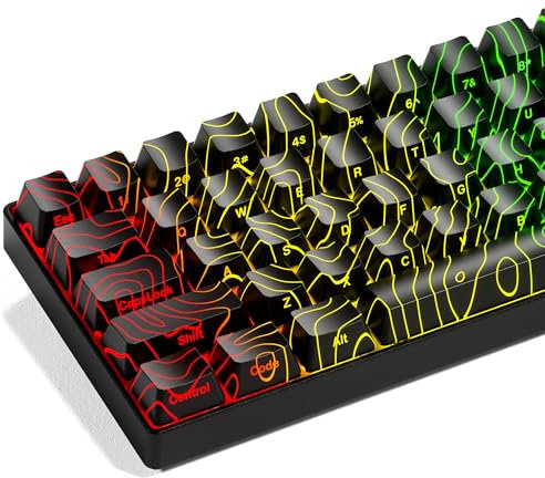 XVX Black Topographic Shine Through Keycaps, Backlit Gaming Keycap Set with OEM Profile, Side Printed Keyboard Key caps Suitable for 60% 65% 75% 80% 96%100% MX Switches Mechanical Keyboard