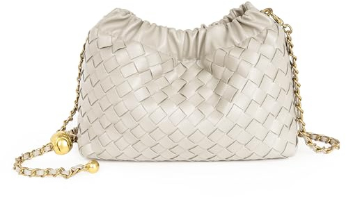 Joryin Trendy Dumpling Women's Crossbody Bag - Evening Clutch Hobo Cloud Purse, Woven Leather-sand