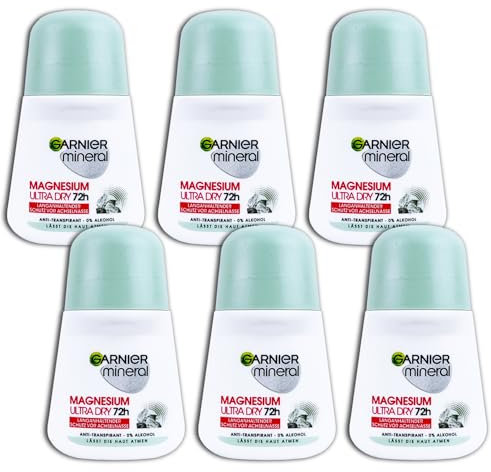 6 er Pack Garnier Mineral Deo Roll-On Magnesium Ultra Dry 48h 6 x 50 ml