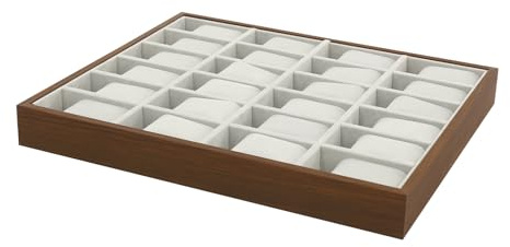 Tyvotrend Uhrenbox für 24 Uhren, Holzuhren Display Box ohne Deckel, Uhrenaufbewahrung Box mit Halboffenes Design, Abnehmbare Kissen, für Uhren und Schmuck, 40x33x4.5cm
