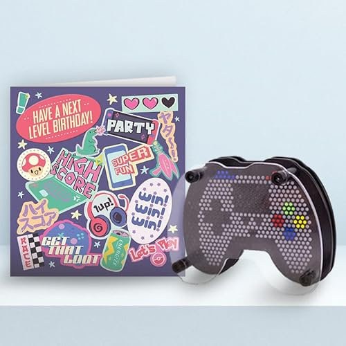 Gaming Birthday Card And Video Game Controller Pin Art Fidget Toy - Card And Gift Bundle