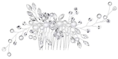JEYORZY 1 Pièces Pince À Cheveux De Mariage De Mariée En Cristal, Accessoires de mariée, Peigne de Cheveux de Mariée, Épingle à Fleur De Perle, Bijoux Cheveux Mariage,Mariée Décorative Fête de Mariage