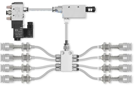 Toplionace Conjunto de Ventosa de Vacío para Manipulador Neumático, Generador de Vacío con Soporte Metálico y Válvula Solenoide (8 Ventosas)