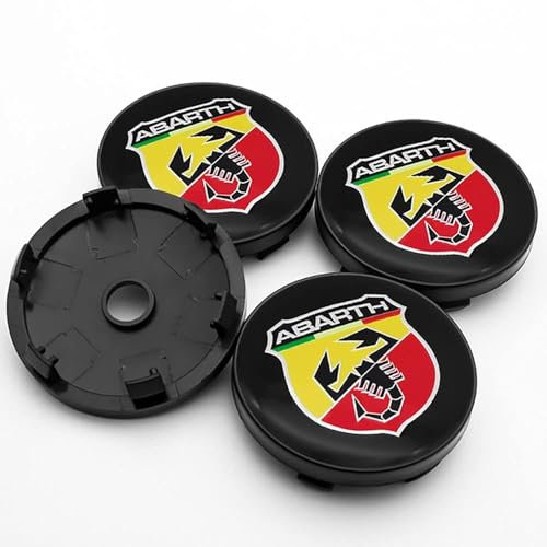 WQIUTT 4 Pezzi Auto Coprimozzi per Fiat Abarth 500 500x 595 1100 Stilo Ducato Palio 60mm,Copri Ruota Coppetta Coprimozzo Impermeabile Antipolvere Parti Accessori Ruote Pneumatici