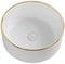 Lavabo sobremueble Elegante lavabo de baño blanco, redondo sobre encimera, fregadero de cerámica de porcelana, lavabo for baño de hotel, mueble de tocador con desagüe emergente y decoración de borde d