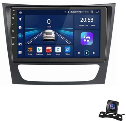 Generisch Android 13 Doppel-DIN-Radio für BMW W211 – GPS, Touchscreen, Bluetooth, Multimedia, WLAN, USB, FM, SWC, Rückfahrkamera (K-3 2G+32G)