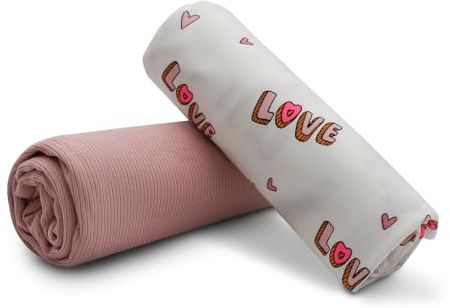 VmG-Store Jerseystoff Set farblich abgestimmt Design + Uni je 0,5mx1,5m 95% Baumwollstoff 5% Elasthan Tex Standard 100 (Neon Love + Hell Rosa Set21)