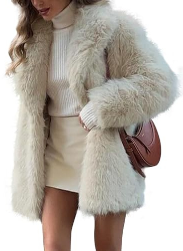 Cappotti in pelliccia sintetica da donna giacche calde di media lunghezza con risvolto a maniche lunghe Capispalla soffici invernali Cappotto parka shaggy