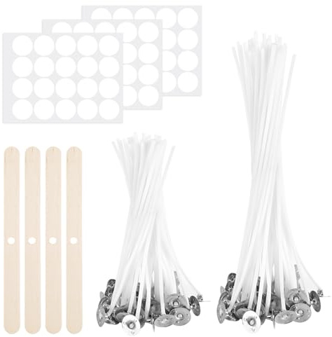 Set mit 100 Kerzendochten, Zwei Größen, rauchfrei, zum Selbermachen von Kerzen, geeignet für die Herstellung von Duftkerzen und Handgemachten Kerzen, 15 cm und 10 cm