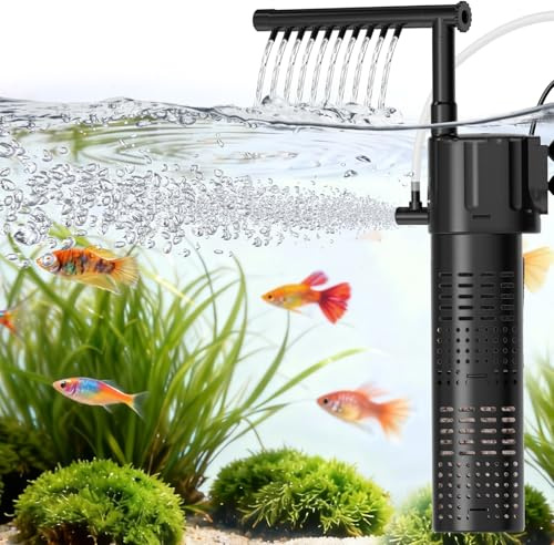hygger Aquarium Innenfilter, 800L/H 10W Fish Tank Filter, Adjustable Quiet Power Filter with Rainfall Aeration for 55-110L Freshwater and Saltwater Aquariums