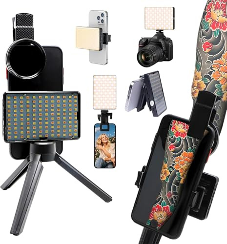 GBK Tattoo Light Kit with 120 LED Beads & CPL Filter, Polarized Photography Kit for Tattoo Photos with Tripod and Phone Clip, Adjustable Lighting for Tattooing Video, Selfie Light for iPhone, PC