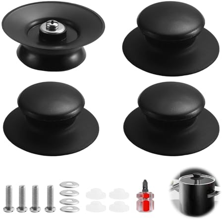 4 Piezas Pomo Tapa Cacerola, Perilla Tapa Olla con Tornillos, Asas Pomos Universales, Manija para Tapa de Olla, Pomo Tapa Cacerola para Cambiar la de la Tetera y la Sartén