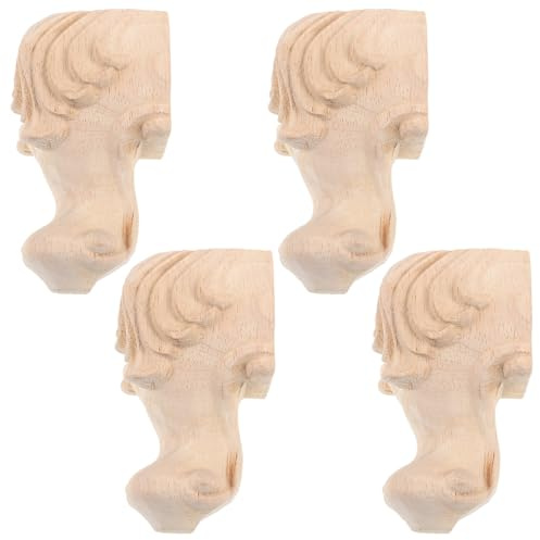 TIDTALEO Pieds de Meuble en Bois Sculpté Vintage, Lot de 4 Pièces, Style Européen, Multifonctionnels Bruit, pour Table et Canapé la Maison Bureau