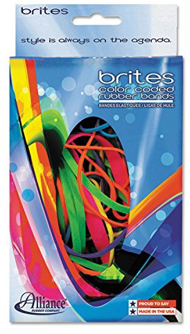 Alliance Rubber Company Inc. 07706 Non-Latex Brites File Bands, Colored Elastic Bands, 1.5 oz Pic Pac Dispenser (Assorted Bright Colors and Sizes)