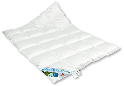 Vitaschlaf® MASUREN BAUERNFLAUM W3-LEICHT-ÜBERGANG 100% GÄNSE DAUNENDECKE Atelier-Luxe Premium Batisthülle Downpass „Kingsize“ Größen (200x200cm)