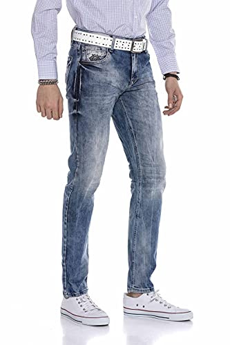 Cipo & Baxx Herren Jeans Hose Straight Fit Denim – Klassisch, Slim, Used Look