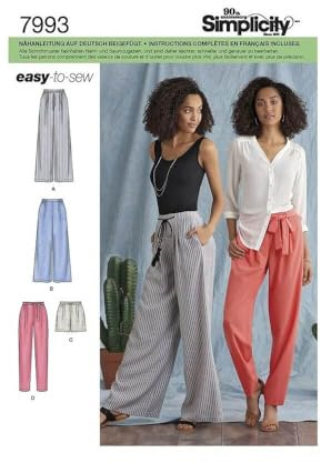 Simplicity Pattern 8389 Misses’ Trousers with Length and Width Variations and Tie Belt