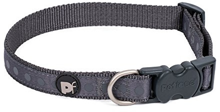 Petface Steel Tonal Dots Print Dog Collar, Large, Grey
