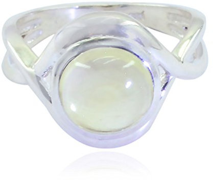 glücklicher Edelstein runden Cabochon Prehnit Ring - 925 Sterling Silber grün Prehnit glücklicher Edelstein Ring - edler Schmuck größtes Geschenk für den Muttertag personalisierte Schmuck