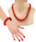 shoperama 70er Jahre Damen Schmuck Set Kugeln Perlen-Kette Armband Rot 50er Fünfziger Siebziger 80er Achtziger Disco