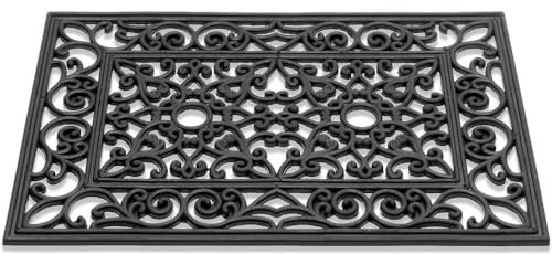 matches21 HOME & HOBBY Hartgummi Fußmatte Ornamente rechteckig 40x60 cm schwarz als wetterfeste Outdoor Schmutzfangmatte
