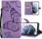 COTDINFORCA Case für LG K40 Hülle,Sonnenblumenprägung PU Leder Schutzhülle Magnet Handytasche Bookstyle Kartenfächer Lederhülle Flip Handyhüllen für LG K40 Big Butterfly Light Purple KT